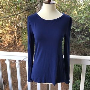 Blue long sleeve top with bell sleeve